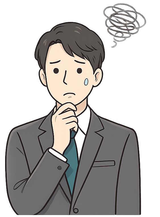 会社で困っている男性のイラスト